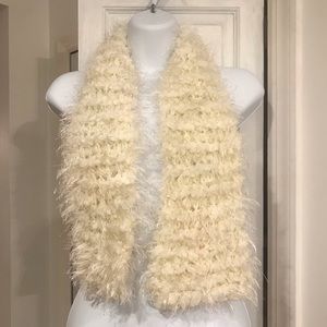 Off White Knit Fluffy Scarf